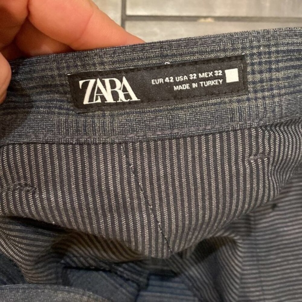 ZARA Man PLAID SUIT PANTS Grey SZ. 32 - Picture 4 of 6